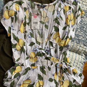Lemon Printed Poplin Top